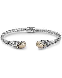 Samuel B. Jewellery 18k & Sterling Silver Hinged Dragonfly Bangle Bracelet - White