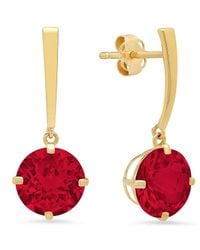 MaxColor - 14k 4.10 Ct. Tw. Lab-grown Ruby Drop Earrings - Lyst