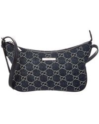 Gucci - Lady Lunetta Small Gg Denim & Leather Shoulder Bag - Lyst