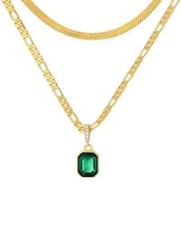 Liv Oliver - 18k Plated 9.75 Ct. Tw. Green Quartz Drop Necklace - Lyst