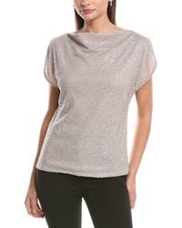 Anne Klein - Split Shoulder Drape Sequin Blouse - Lyst