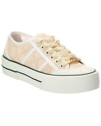 Gucci - GG Lace Up Embroidered Canvas Sneaker - Lyst