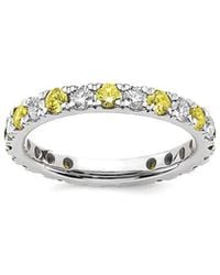 Lab Grown Gemstones - 14K 1.75 Ct. Tw. Lab-Grown Diamond & Lab-Grown Sapphire Eternity Ring - Lyst