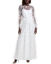 ML Monique Lhuillier - Embroidered Tulle Lace Maxi Dress - Lyst