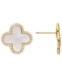Rivka Friedman - 18k Plated Pearl Cz Earrings - Lyst