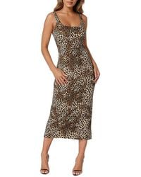 Bebe - Printed Square Neck Maxi Dress - Lyst
