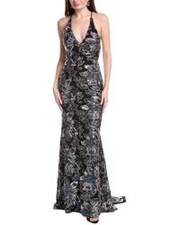 Jovani - V-Neck Tie Back Sheath Dress - Lyst