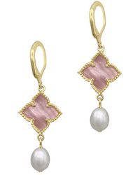Adornia 14k Plated 5mm Pearl Floral Drop Earrings - Multicolor