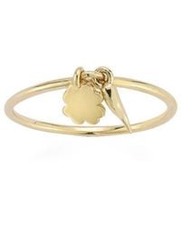 Italian Gold - 14K Good Luck Horn & Clover Ring - Lyst