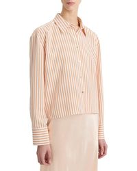 Vince - Till Stripe Cropped Button Shirt - Lyst