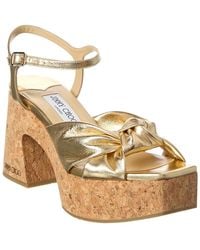 Jimmy Choo - Heloise 95 Leather Wedge Sandal - Lyst
