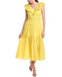 Adrianna Papell - Ruffle Midi Dress - Lyst