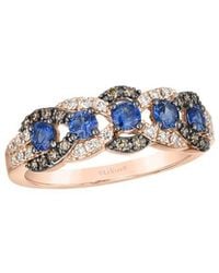 Le Vian - Le Vian Blueberry Sapphire 14k Rose Gold 0.87 Ct. Tw. Diamond & Sapphire Half-eternity Stackable Ring - Lyst