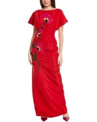Carolina Herrera - Fan Bodice Silk Column Gown - Lyst