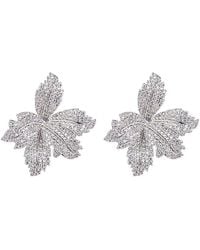 Eye Candy LA - Silver Leaf Cz Crystal Stud Earrings - Lyst