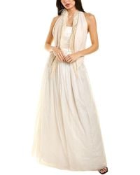 Brunello Cucinelli - Leather Vest Satin Bodice Silk-blend Gown - Lyst