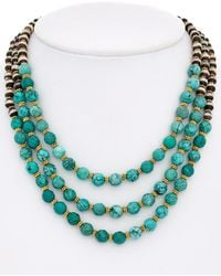 Rachel Reinhardt Jewelry - 14k Plated Turquoise & Agate Layered Necklace - Lyst