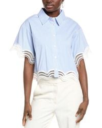 Gracia - Lace-Trim Button-Down Shirt - Lyst