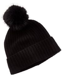 Amicale Cashmere - Cable Detail Rib Cuffed Cashmere Hat - Lyst