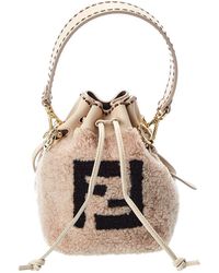 Fendi Mon Tresor Mini Shearling & Leather Bucket Bag - Multicolor