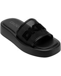 DKNY - Orion Logo Mesh Platform Slide - Lyst