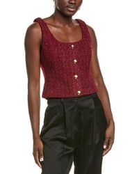 Endless Rose - Tweed Scoop Neck Buttoned Wool-Blend Top - Lyst