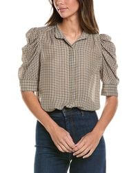FRAME - The Houndstooth Gillian Silk Top - Lyst