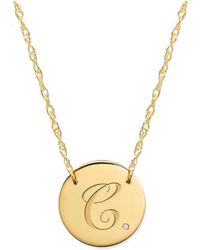 Jane Basch - 14k Diamond Initial Disc Necklace (a-z) - Lyst