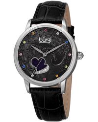 Burgi - Burgi Swarovski Crystal Accent Genuine Leather Watch - Lyst