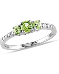 Rina Limor - 10k 0.58 Ct. Tw. Diamond & Peridot Three-stone Ring - Lyst
