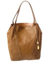 Chloé - Spin Leather & Suede Tote - Lyst