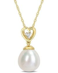 Rina Limor - 10k 0.01 Ct. Tw. Diamond & 8.5-9mm Pearl Pendant - Lyst