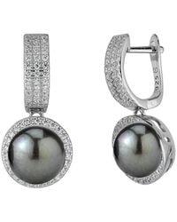 Belpearl - 9Mm Pearl Cz Dangle Earrings - Lyst