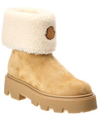 Moncler - Aurea Mid Suede & Shearling Boot - Lyst