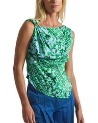 10 Crosby Derek Lam - Ariel Tile Print Asymmetric Top W/ Embellishment - Lyst
