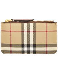 Burberry - Check E-canvas & Leather Coin Case With Strap - Lyst