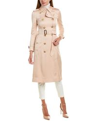 Burberry Silk Satin Trench Coat - Natural