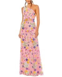 Mac Duggal - One Shoulder Floral Sequin Lace-Up Gown - Lyst