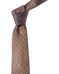 Canali - Mustard Floral Squares Silk Tie - Lyst