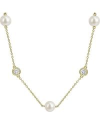 Created Forever - 1.00 Ct. Tw. Lab-Grown Diamond & 7-7.5 Mm Pearl Station Necklace - Lyst