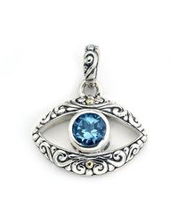 Samuel B. - 18k & Silver Blue Topaz Evil Eye Pendant - Lyst