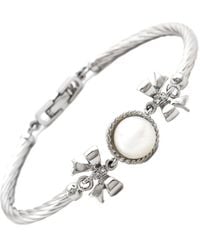 Gemstones - 0.02 Ct. Tw. Diamond & 6.5-7.5Mm Pearl Bracelet - Lyst