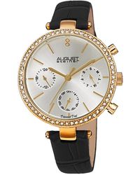 August Steiner Leather Diamond Watch - Metallic