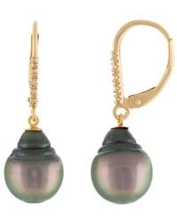 Splendid - 14k 0.05 Ct. Tw. Diamond 9-10mm Tahitian Pearl Earrings - Lyst