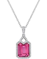 Rina Limor - Silver 5.79 Ct. Tw. Diamond & Pink & White Topaz Halo Pendant Necklace - Lyst