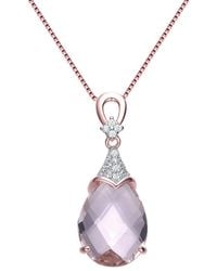 Genevive Jewelry - 18k Rose Gold Vermeil Cz Pendant - Lyst
