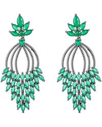 Eye Candy LA - Green Leaf Cz Crystal Drop Earrings - Lyst