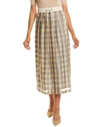 Peserico Silk-&-wool-blend Midi Skirt - Natural