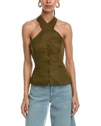 REVERIEE - Linen Halter Neck Top - Lyst
