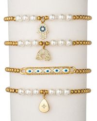 Eye Candy LA - The Luxe Collection Titanium Pearl Cz Isa Bella 4pc Stretch Bracelet Set - Lyst